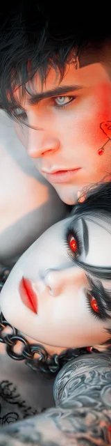 Free dark romance bookmark featuring a vampire couple in a lap embrace